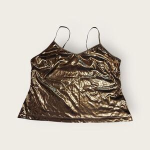 Vintage Y2k Venezia gold shiny metallic adjustable spaghetti strap camisole